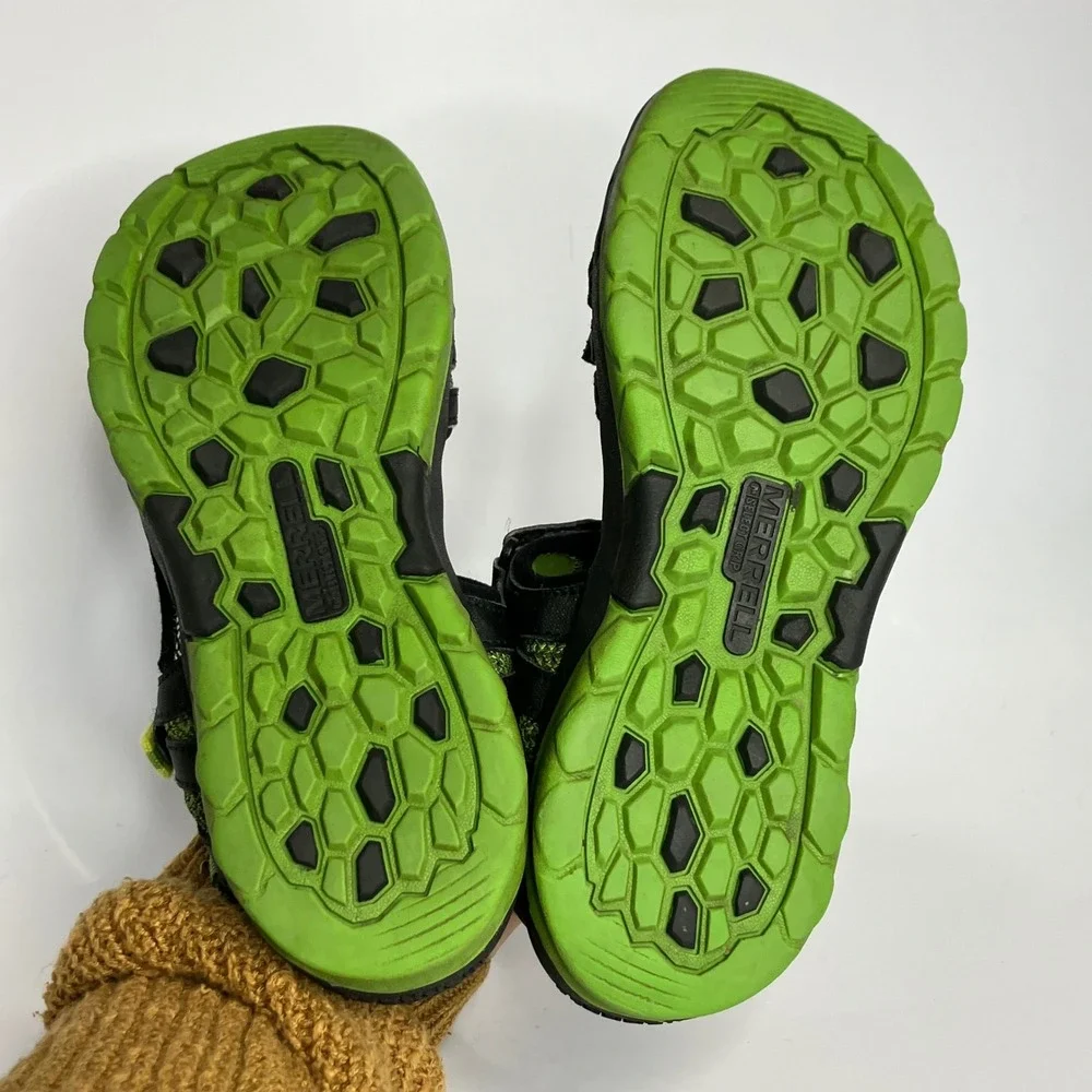 Merrell boys hydro rapid sandals black green size‎ 5 big kid water shoes hiking
